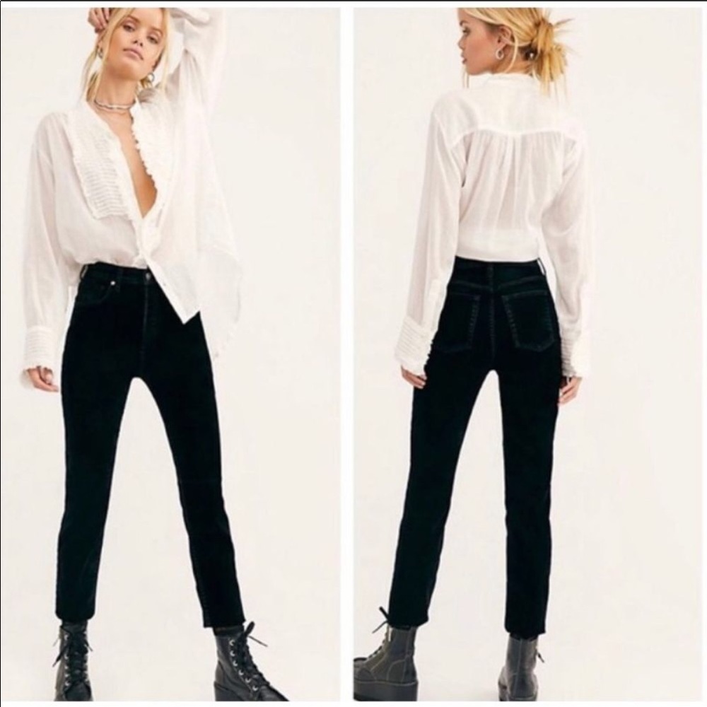 NWT Free People Highrise Skinny in velvet black 25